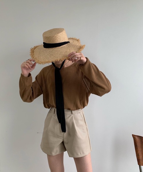 Amiur（エミレ）の「ribbon straw hat（ハット・レディース・ブラック・FREE）」の2枚目の写真