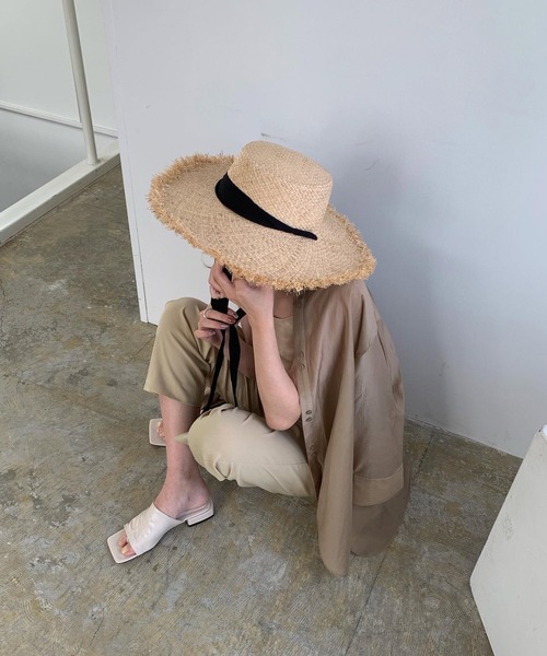 Amiur（エミレ）の「ribbon straw hat（ハット・レディース・ブラック・FREE）」の7枚目の写真