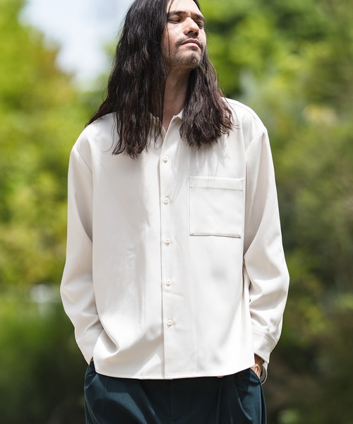 CAMBIO(カンビオ)の「ms4745-LANATECレギュラーカラーシャツ(シャツ/ブラウス・メンズ・ベージュ/ブラック/アイボリー/グリーン・M/LL/L)」の2枚目の写真