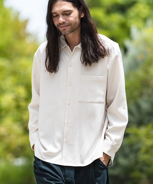 CAMBIO(カンビオ)の「ms4745-LANATECレギュラーカラーシャツ(シャツ/ブラウス・メンズ・ベージュ/ブラック/アイボリー/グリーン・M/LL/L)」の6枚目の写真