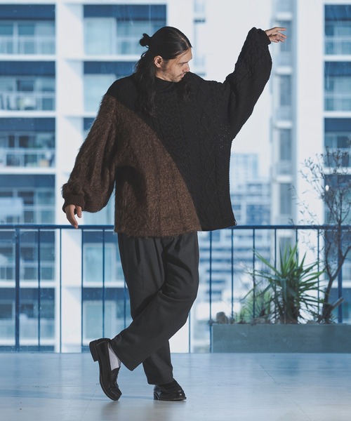 masterkey(マスターキー)の「mn2411-masterkey×ANGENEHM PARASTEEL Mock Neck Knit Pullover (MADE IN JAPAN) ニット(ニット/セーター・メンズ・ホワイト×グレー/ブラック系その他・FREE)」の6枚目の写真