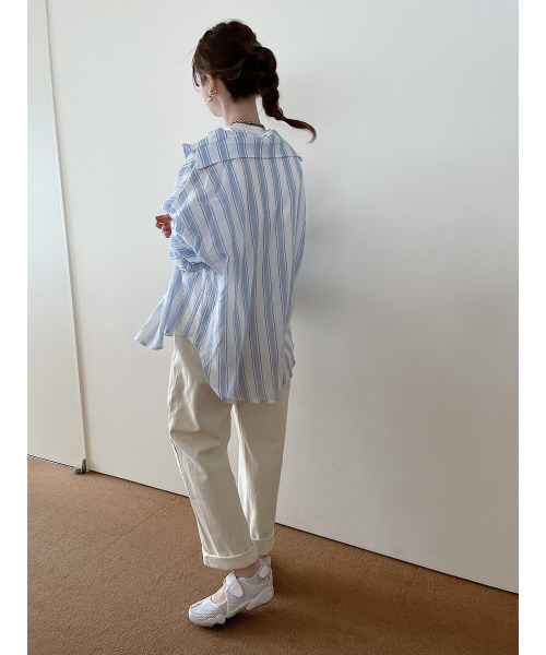 ISOOK（アイスー）の「Multi stripe loose shirt / マルチストライプルーズシャツ（meg select）（シャツ/ブラウス・レディース・ブルー/ライトグレー・FREE）」の7枚目の写真