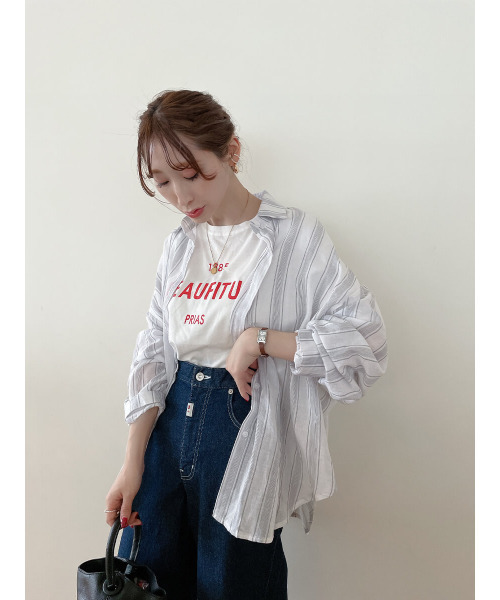 ISOOK（アイスー）の「Multi stripe loose shirt / マルチストライプルーズシャツ（meg select）（シャツ/ブラウス・レディース・ブルー/ライトグレー・FREE）」の11枚目の写真