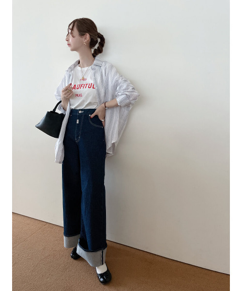 ISOOK（アイスー）の「Multi stripe loose shirt / マルチストライプルーズシャツ（meg select）（シャツ/ブラウス・レディース・ブルー/ライトグレー・FREE）」の9枚目の写真