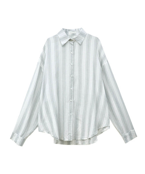 ISOOK（アイスー）の「Multi stripe loose shirt / マルチストライプルーズシャツ（meg select）（シャツ/ブラウス・レディース・ブルー/ライトグレー・FREE）」の14枚目の写真