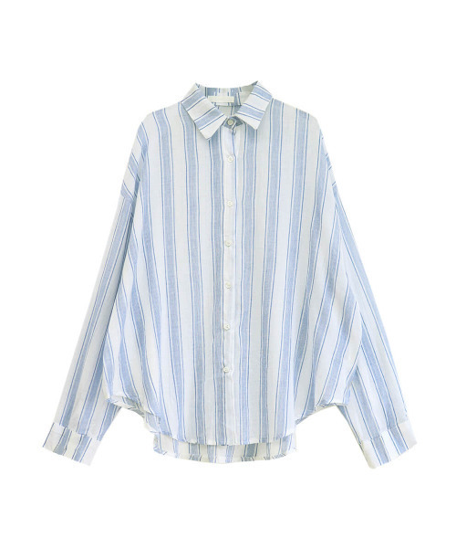 ISOOK（アイスー）の「Multi stripe loose shirt / マルチストライプルーズシャツ（meg select）（シャツ/ブラウス・レディース・ブルー/ライトグレー・FREE）」の15枚目の写真