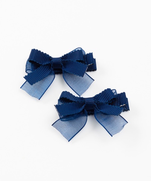 KP DECO（ケーピーデコ）の「リボンヘアクリップ同色２個セット（バレッタ/ヘアクリップ・キッズ・サックスブルー/ラベンダー/ブルー系その他・FREE）」の3枚目の写真