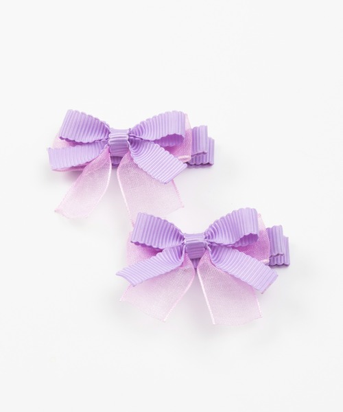KP DECO（ケーピーデコ）の「リボンヘアクリップ同色２個セット（バレッタ/ヘアクリップ・キッズ・サックスブルー/ラベンダー/ブルー系その他・FREE）」の4枚目の写真