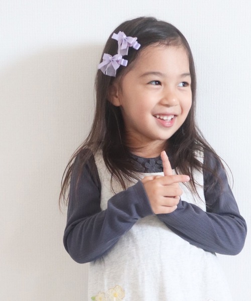 KP DECO（ケーピーデコ）の「リボンヘアクリップ同色２個セット（バレッタ/ヘアクリップ・キッズ・サックスブルー/ラベンダー/ブルー系その他・FREE）」の7枚目の写真