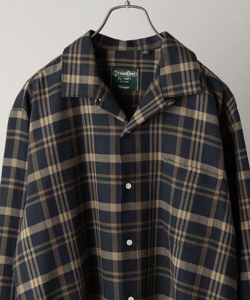 セール】Gitman Vintage: ヘリンボーン チェック オープンカラーシャツ