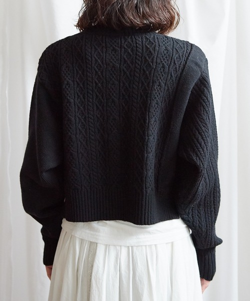 Lene（レネ）の「スパニッシュメリノ/アラン編み アシメプルオーバー（ニット/セーター・レディース・ブラック/キナリ/レッド・FREE）」の22枚目の写真