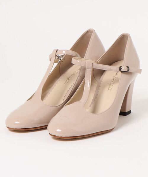 Dot＆Stripes CHILD WOMAN（ドットアンドストライプス　チャイルドウーマン）の「エナメル/サテン Tストラップシューズ（パンプス・レディース・その他/ベージュ/ブラック・24.5/22.5/23.5）」の2枚目の写真