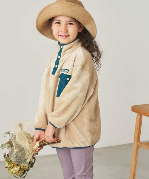 ＆yam（アンドヤム）の「ユニセックス両面シャギーフリーススタンドプルオーバー【親子お揃い/リンクコーデ】（ブルゾン・キッズ・パープル/ベージュ/ブラック・120-130cm/140-150cm/150-160cm/130-140cm/110-120cm）」の16枚目の写真