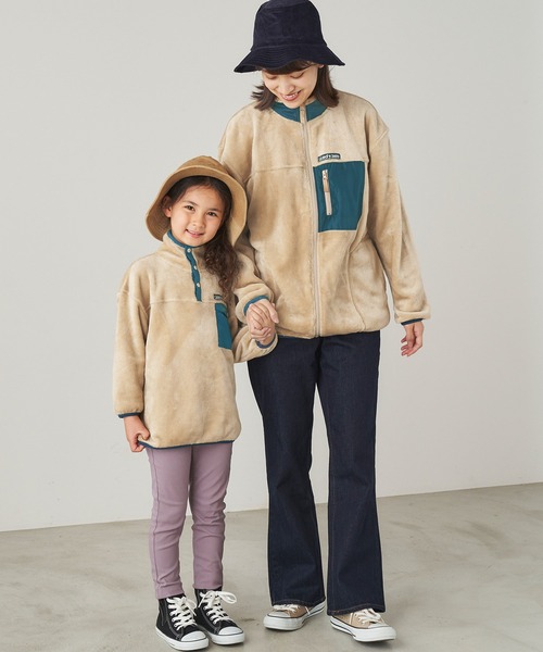 ＆yam（アンドヤム）の「ユニセックス両面シャギーフリーススタンドプルオーバー【親子お揃い/リンクコーデ】（ブルゾン・キッズ・パープル/ベージュ/ブラック・120-130cm/140-150cm/150-160cm/130-140cm/110-120cm）」の17枚目の写真