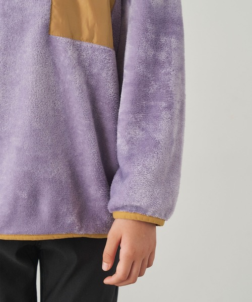 ＆yam（アンドヤム）の「ユニセックス両面シャギーフリーススタンドプルオーバー【親子お揃い/リンクコーデ】（ブルゾン・キッズ・パープル/ベージュ/ブラック・120-130cm/140-150cm/150-160cm/130-140cm/110-120cm）」の5枚目の写真
