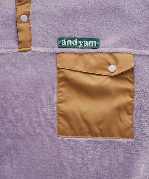 ＆yam（アンドヤム）の「ユニセックス両面シャギーフリーススタンドプルオーバー【親子お揃い/リンクコーデ】（ブルゾン・キッズ・パープル/ベージュ/ブラック・120-130cm/140-150cm/150-160cm/130-140cm/110-120cm）」の19枚目の写真