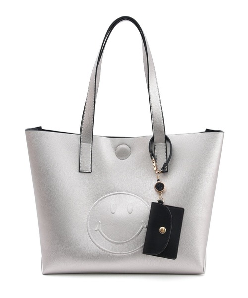 COOCO(クーコ)の「SMILEY/パスケース付トートバッグ(トートバッグ・レディース・ブラック/シルバー/マスタード/グレー系その他・9)」の4枚目の写真