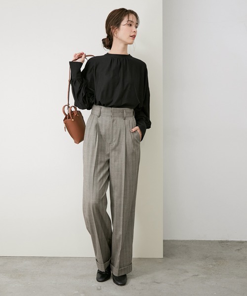 ROPE'(ロペ)の「【WEB限定】ツィルジャージバックリボンブラウス(シャツ/ブラウス・レディース・ブラック/ブラウン/イエロー系その他3・38)」の6枚目の写真