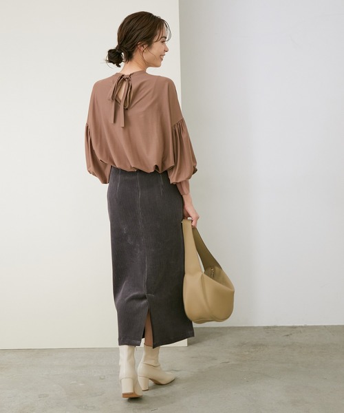 ROPE'(ロペ)の「【WEB限定】ツィルジャージバックリボンブラウス(シャツ/ブラウス・レディース・ブラック/ブラウン/イエロー系その他3・38)」の10枚目の写真