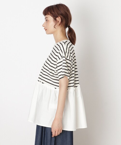 Cutie Blonde(キューティーブロンド)の「◆【S-L】裾布帛切り替えアソートプルオーバー(Tシャツ/カットソー・レディース・チャコールグレー/ホワイト系5/ベージュ系2/カーキ・02/01/03)」の6枚目の写真