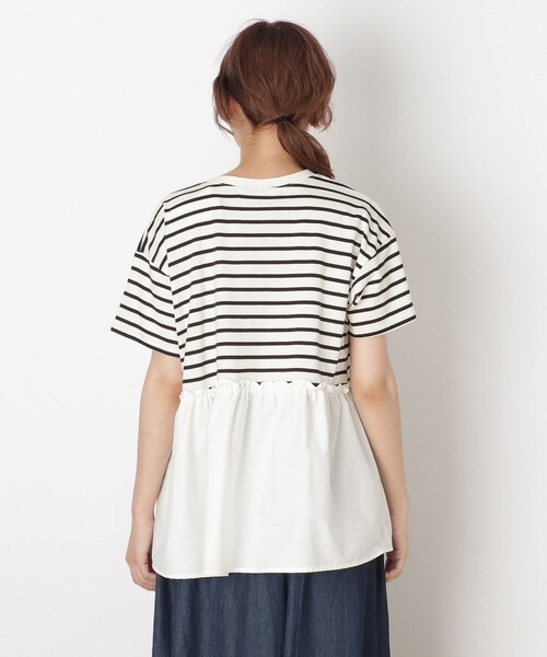 Cutie Blonde(キューティーブロンド)の「◆【S-L】裾布帛切り替えアソートプルオーバー(Tシャツ/カットソー・レディース・チャコールグレー/ホワイト系5/ベージュ系2/カーキ・02/01/03)」の7枚目の写真