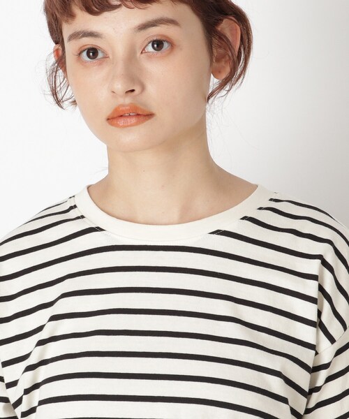 Cutie Blonde(キューティーブロンド)の「◆【S-L】裾布帛切り替えアソートプルオーバー(Tシャツ/カットソー・レディース・チャコールグレー/ホワイト系5/ベージュ系2/カーキ・02/01/03)」の8枚目の写真