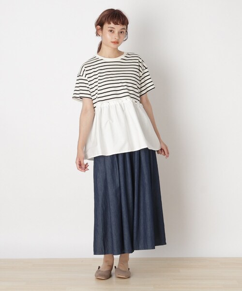 Cutie Blonde(キューティーブロンド)の「◆【S-L】裾布帛切り替えアソートプルオーバー(Tシャツ/カットソー・レディース・チャコールグレー/ホワイト系5/ベージュ系2/カーキ・02/01/03)」の12枚目の写真