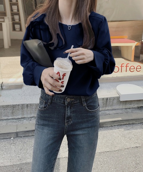 Bifrost(ビフレスト)の「ボリューム袖ギャザーブラウス(Tシャツ/カットソー・レディース・オフホワイト/ブルー/ネイビー/ブラック/グレイッシュベージュ/ピンクベージュ/グリーン系その他・M/L)」の19枚目の写真