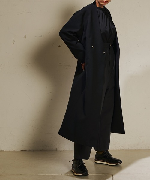 ear PAPILLONNER(イアパピヨネ)の「【SUM1 STYLE(スミ スタイル)】ボタンロングジャケット(ノーカラージャケット・レディース・ブラック・FREE)」の2枚目の写真