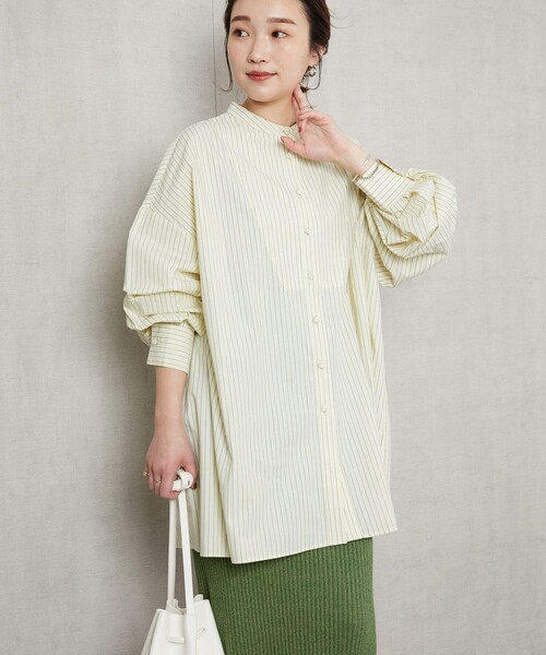 FREAK'S STORE（フリークスストア）の「【限定展開】ボリューム袖ブロードシャツ（シャツ/ブラウス・レディース・ホワイト/ブラック/ベージュ/サックスブルー/ブルー/ストライプ/ピンク/イエロー・ﾌﾘ-）」の6枚目の写真