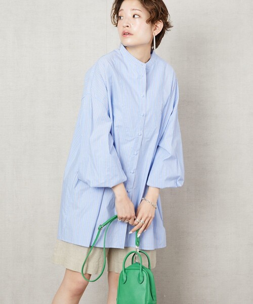 FREAK'S STORE（フリークスストア）の「【限定展開】ボリューム袖ブロードシャツ（シャツ/ブラウス・レディース・ホワイト/ブラック/ベージュ/サックスブルー/ブルー/ストライプ/ピンク/イエロー・ﾌﾘ-）」の5枚目の写真