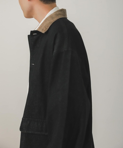 SENSE OF PLACE by URBAN RESEARCH（センスオブプレイスバイアーバンリサーチ）の「『セットアップ対応』デニムカバーオール（カバーオール・メンズ・ブラック/アイボリー・MEDIUM/LARGE）」の2枚目の写真