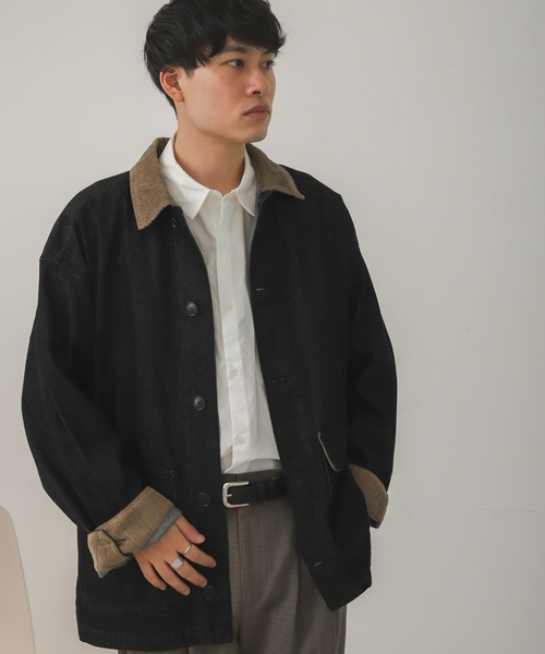 SENSE OF PLACE by URBAN RESEARCH（センスオブプレイスバイアーバンリサーチ）の「『セットアップ対応』デニムカバーオール（カバーオール・メンズ・ブラック/アイボリー・MEDIUM/LARGE）」の4枚目の写真