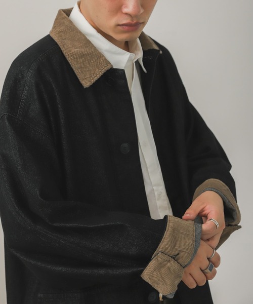 SENSE OF PLACE by URBAN RESEARCH（センスオブプレイスバイアーバンリサーチ）の「『セットアップ対応』デニムカバーオール（カバーオール・メンズ・ブラック/アイボリー・MEDIUM/LARGE）」の7枚目の写真