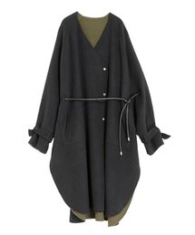 ELENDEEK | バイカラーリバーシブルケープライクコート(ノーカラーコート)