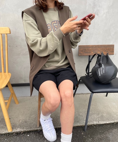 rectangle by ryon(レクタングルバイリョン)の「【rectangle by ryon】カレッジロゴプルオーバー(スウェット・レディース・グレー/カーキ/ピンク・FREE)」の12枚目の写真