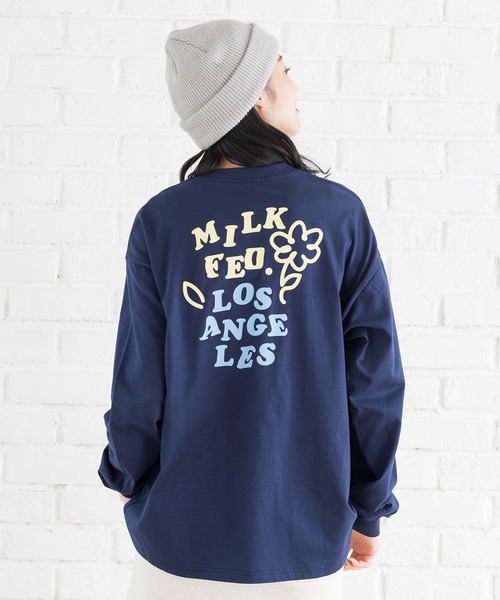 MILKFED.(ミルクフェド)の「LS TEE DOODLE FLOWER(Tシャツ/カットソー・レディース・ブラック/オフホワイト/ネイビー/ホワイト・ONE SIZE)」の4枚目の写真