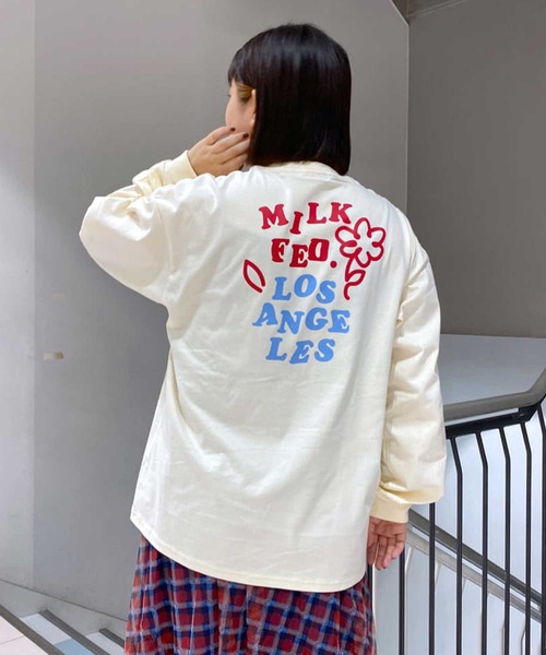 MILKFED.(ミルクフェド)の「LS TEE DOODLE FLOWER(Tシャツ/カットソー・レディース・ブラック/オフホワイト/ネイビー/ホワイト・ONE SIZE)」の1枚目の写真
