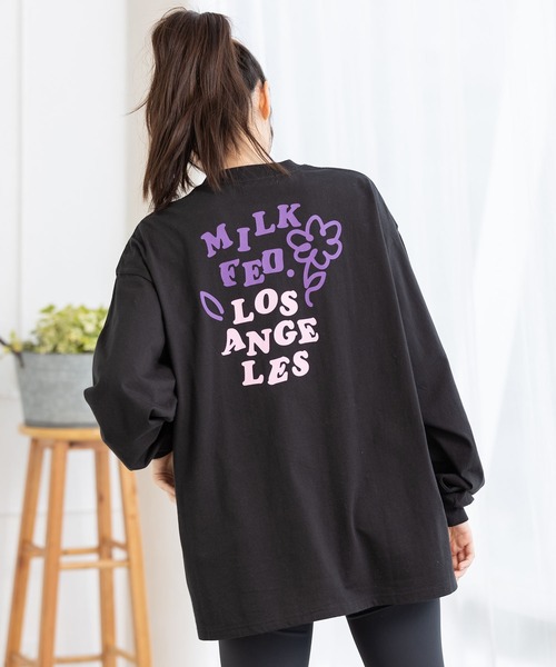 MILKFED.(ミルクフェド)の「LS TEE DOODLE FLOWER(Tシャツ/カットソー・レディース・ブラック/オフホワイト/ネイビー/ホワイト・ONE SIZE)」の3枚目の写真