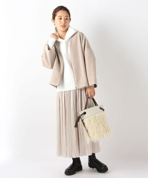 NOLLEY’S（ノーリーズ）の「◇【WEB限定】WOOLLYニードルパンチショートブルゾン（ブルゾン・レディース・ベージュ/ブラウン/オフホワイト・FREE）」の15枚目の写真