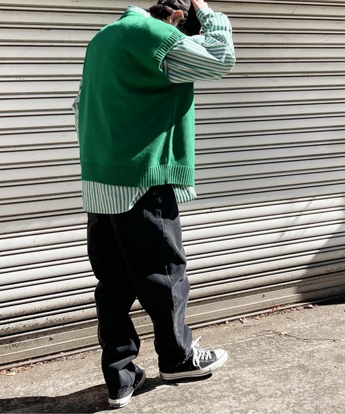 U.S. POLO ASSN.（ユーエスポロアッスン）の「∴WEGO/U.S. POLO ASSN. 別注 ルーズニットベスト（ベスト・メンズ・ダークグリーン/ベージュ/ブルー系その他/スミクロ/グリーン・MEDIUM/LARGE）」の18枚目の写真