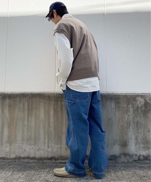 U.S. POLO ASSN.（ユーエスポロアッスン）の「∴WEGO/U.S. POLO ASSN. 別注 ルーズニットベスト（ベスト・メンズ・ダークグリーン/ベージュ/ブルー系その他/スミクロ/グリーン・MEDIUM/LARGE）」の12枚目の写真