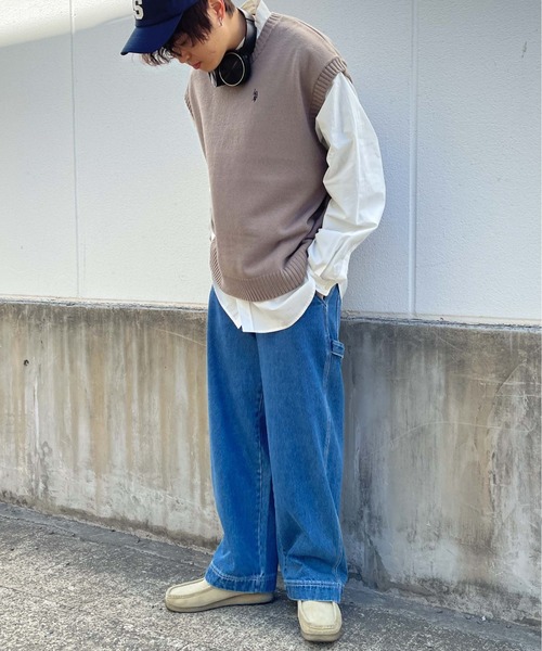 U.S. POLO ASSN.（ユーエスポロアッスン）の「∴WEGO/U.S. POLO ASSN. 別注 ルーズニットベスト（ベスト・メンズ・ダークグリーン/ベージュ/ブルー系その他/スミクロ/グリーン・MEDIUM/LARGE）」の11枚目の写真