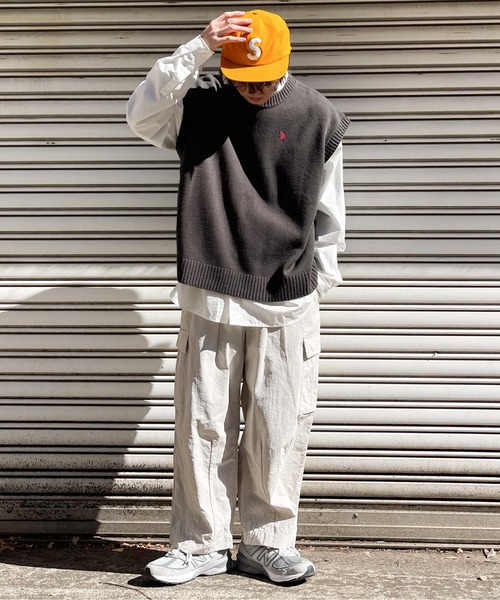 U.S. POLO ASSN.（ユーエスポロアッスン）の「∴WEGO/U.S. POLO ASSN. 別注 ルーズニットベスト（ベスト・メンズ・ダークグリーン/ベージュ/ブルー系その他/スミクロ/グリーン・MEDIUM/LARGE）」の8枚目の写真