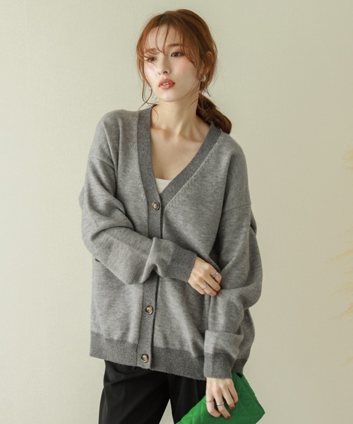 La-gemme（ラジェム）の「バイカラーニットカーディガン（カーディガン/ボレロ・レディース・ブラック/グレー/ベージュ/ブラウン/ブルーグリーン/ダークブラウン・フリー）」の17枚目の写真