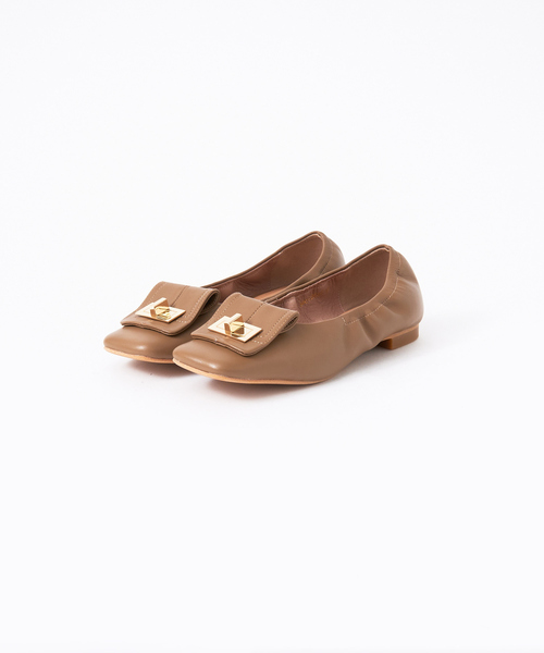 PICHE ABAHOUSE フラットパンプス36 23cmファー付き　ボルドー PICHE ABAHOUSE フラットパンプス36 23cmファー付き ボルドー
