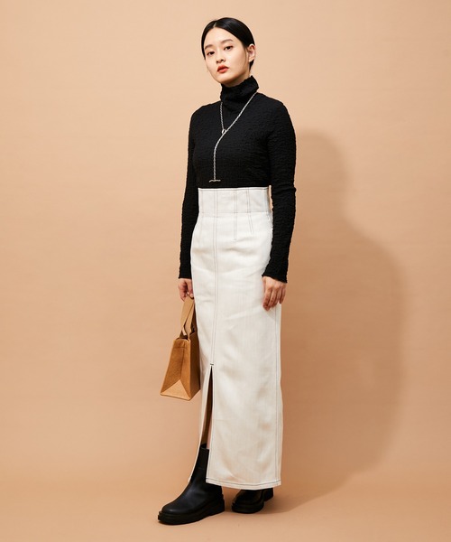 ADAM ET ROPE'（アダムエロペ）の「【アウトレット店舗・WEB限定】ランダムシャーリングタートル（Tシャツ/カットソー・レディース・ミント/オフホワイト/ブラック・FREE）」の4枚目の写真