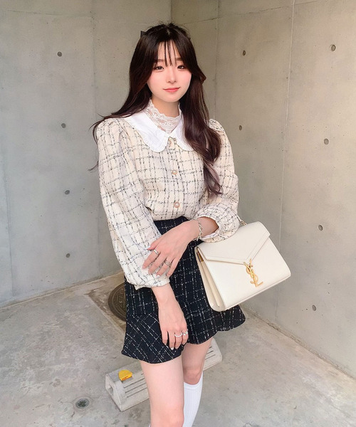 titty&Co. PETIT by poyo(ティティーアンドコープティバイポヨ)の「【ファッションインフルエンサーPOYO×titty&Co.PETIT】ツイードシャツジャケット(シャツ/ブラウス・レディース・アイボリー・FREE)」の4枚目の写真