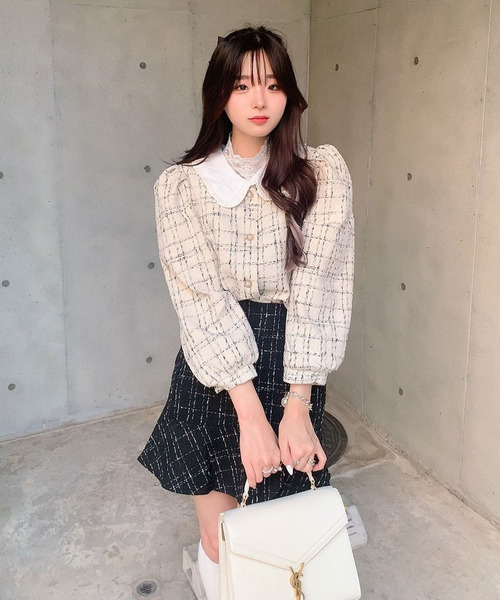 titty&Co. PETIT by poyo(ティティーアンドコープティバイポヨ)の「【ファッションインフルエンサーPOYO×titty&Co.PETIT】ツイードシャツジャケット(シャツ/ブラウス・レディース・アイボリー・FREE)」の5枚目の写真