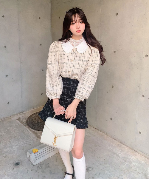 titty&Co. PETIT by poyo(ティティーアンドコープティバイポヨ)の「【ファッションインフルエンサーPOYO×titty&Co.PETIT】ツイードシャツジャケット(シャツ/ブラウス・レディース・アイボリー・FREE)」の7枚目の写真